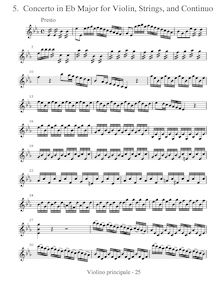 Partition parties complètes, violon Concerto en E-flat major, RV 253