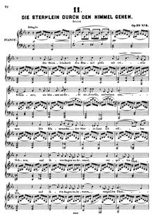Partition No. , Sternlein durch den Himmel gehen (Robert Reinick)No. , An dich, an dich, allein an dich (Thomas Moore), 6 chansons, Op.29