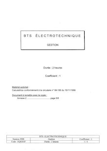 Gestion 2006 BTS Électrotechnique