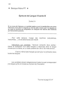 Langues vivantes B 2007 Classe Prepa PT Banque Filière PT