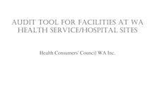 Audit Tool for Facilities