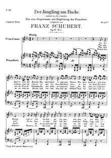 Partition 2nd version (published as Op.87 No.3), Der Jüngling am Bache, D.638 (Op.87 No.3)