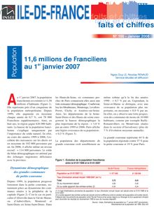 11,6 millions de Franciliens au 1er janvier 2007