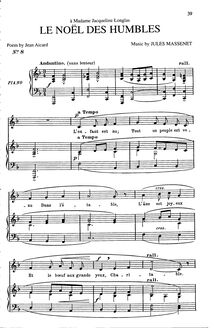 Partition complète (F Major: medium voix et piano), Le noël des humbles