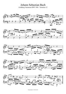 Partition Variation 12, Goldberg-Variationen, Goldberg Variations ; Aria mit 30 Veränderungen ; Clavier-Übung IV
