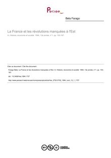 La France et les révolutions manquées à l Est - article ; n°1 ; vol.13, pg 153-167