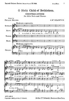 Partition complète, O Holy Child of Bethlehem, G major, Chadwick, George Whitefield