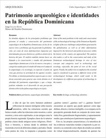 PATRIMONIO ARQUEOLÓGICO E IDENTIDADES EN LA REPÚBLICA DOMINICANA