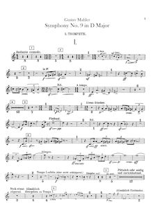 Partition trompette 1, 2, 3 (F), Symphony No.9, Mahler, Gustav