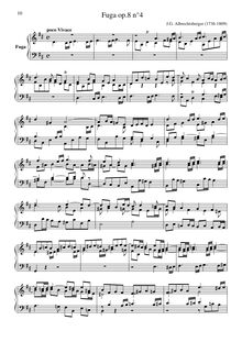 Partition No.4 en D, 6 Fugues, op.8, Albrechtsberger, Johann Georg