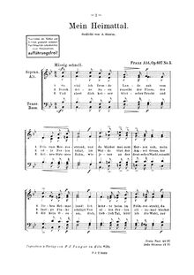 Partition complète, 5 chansons, Op.607, Fünf Lieder für vierstimmigen Männerchor