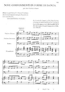 Partition complète, 9 Componimenti en Forme di Danza, Vitali, Giovanni Battista