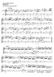 Partition complète, Sonata pour enregistrement  et Continuo, TWV 41:C2