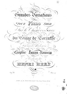 Partition complète, Grandes Variations sur le Choeur des Grecs du Siege de Corinthe, Op.36