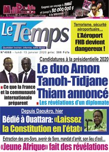 Le Temps - n°4868 - Lundi  13 Janvier 2020