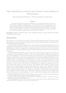 Mass redistribution method for finite element contact problems in elastodynamics