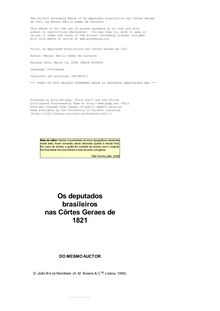 Os deputados brasileiros nas Côrtes Geraes de 1821