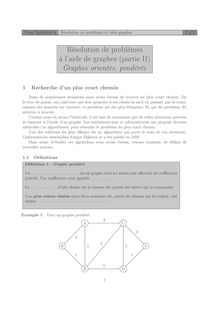 Résolution de problèmes à l aide de graphe (II) Cours 3