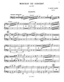 Partition basson 1/2, Morceau de Concert, Op.94, Saint-Saëns, Camille