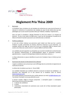 Prix de la thèse 2009 reglement