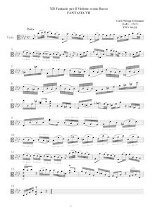 Partition Fantasia No.7, 12 fantaisies pour violon without basse, TWV 40:14-25