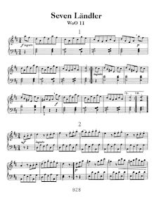 Partition de piano, 7 Ländler, WoO 11, D major (all movements)