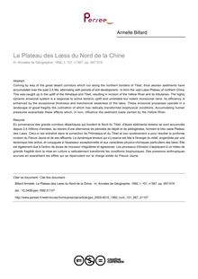 Le Plateau des Lœss du Nord de la Chine  - article ; n°567 ; vol.101, pg 497-519