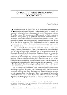 Ética e interpretación económica (Ethics and Economic Interpretation )
