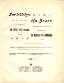 Partition couverture couleur, On pour Volga, Op.50, Ippolitov-Ivanov, Mikhail