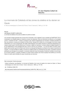 La monnaie de Caletedu et les zones du statère et du denier en Gaule - article ; n°2 ; vol.5, pg 101-129