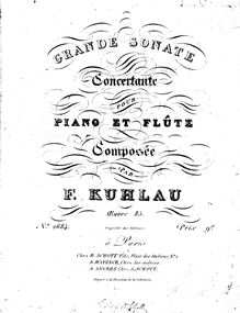 Partition Piano et flûte parties, Grande Sonate Concertante pour Piano et flûte, Op.85