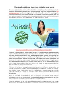 What You Should Know About Personal Bad Credit Loans