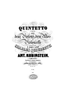 Partition Cover / Title page, corde quintette, Op.59, F major, Rubinstein, Anton
