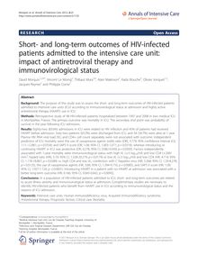 Short- and long-term outcomes of HIV-infected patients admitted to the intensive care unit: impact of antiretroviral therapy and immunovirological status