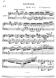 Partition , Caprice, 6 Morceaux, Op.51, Rubinstein, Anton