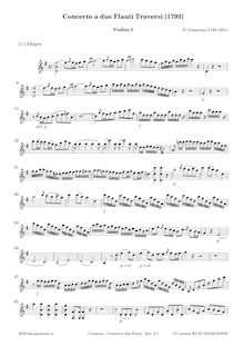 Partition violons I, Concerto pour 2 flûte G dur, G major, Cimarosa, Domenico