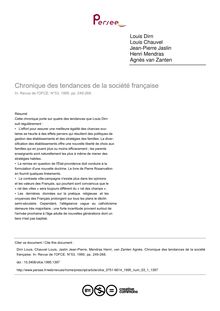Chronique des tendances de la société française - article ; n°1 ; vol.53, pg 249-268