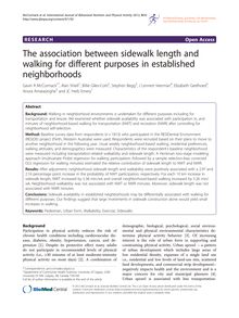 The association between sidewalk length and walking for different purposes in established neighborhoods