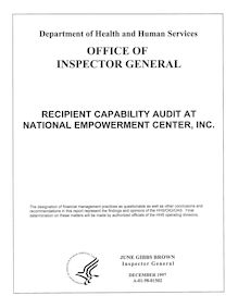 Recipient Capability Audit at National Empowerment Center, Inc., A-01 -98-01502 