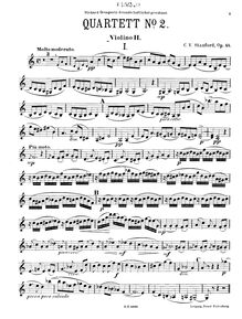 Partition violon 2, corde quatuor No.2, Op.45, A minor, Stanford, Charles Villiers