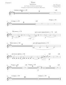 Partition clarinette 1 (B?), Thaïs, Massenet, Jules