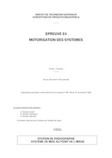 Motorisation des systèmes 2006 BTS Conception de produits industriels