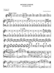 Partition violons I, Semiramide, Melodramma tragico in due atti