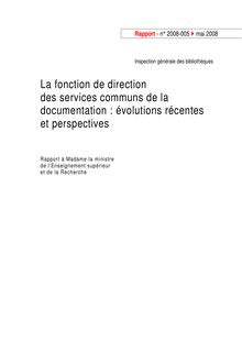 La fonction de direction des services communs de la documentation : évolutions récentes et perspectives