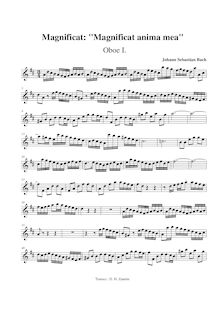 Partition hautbois 1, Magnificat, D major, Bach, Johann Sebastian