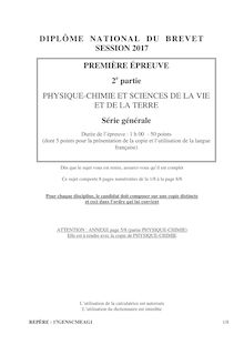 Brevet 2017 - Physique, chimie / SVT (série générale)