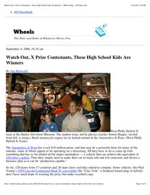 Watch Out, X Prize Contestants, These High School Kids Are Winners - Wheels Blog - NYTimes.com