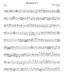 Partition Bass2 viole de gambe, fantaisies pour 3 violes de gambe par Richard Mico