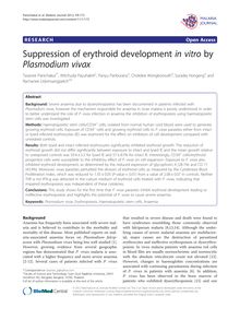 Suppression of erythroid development in vitro by Plasmodium vivax