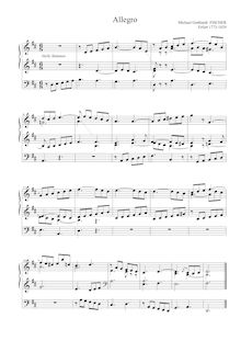 Partition complète, Allegro pour orgue, Fischer, Michael Gotthard